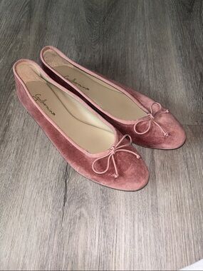 Guilhermina Pink Velvet Bow Ballet Flats